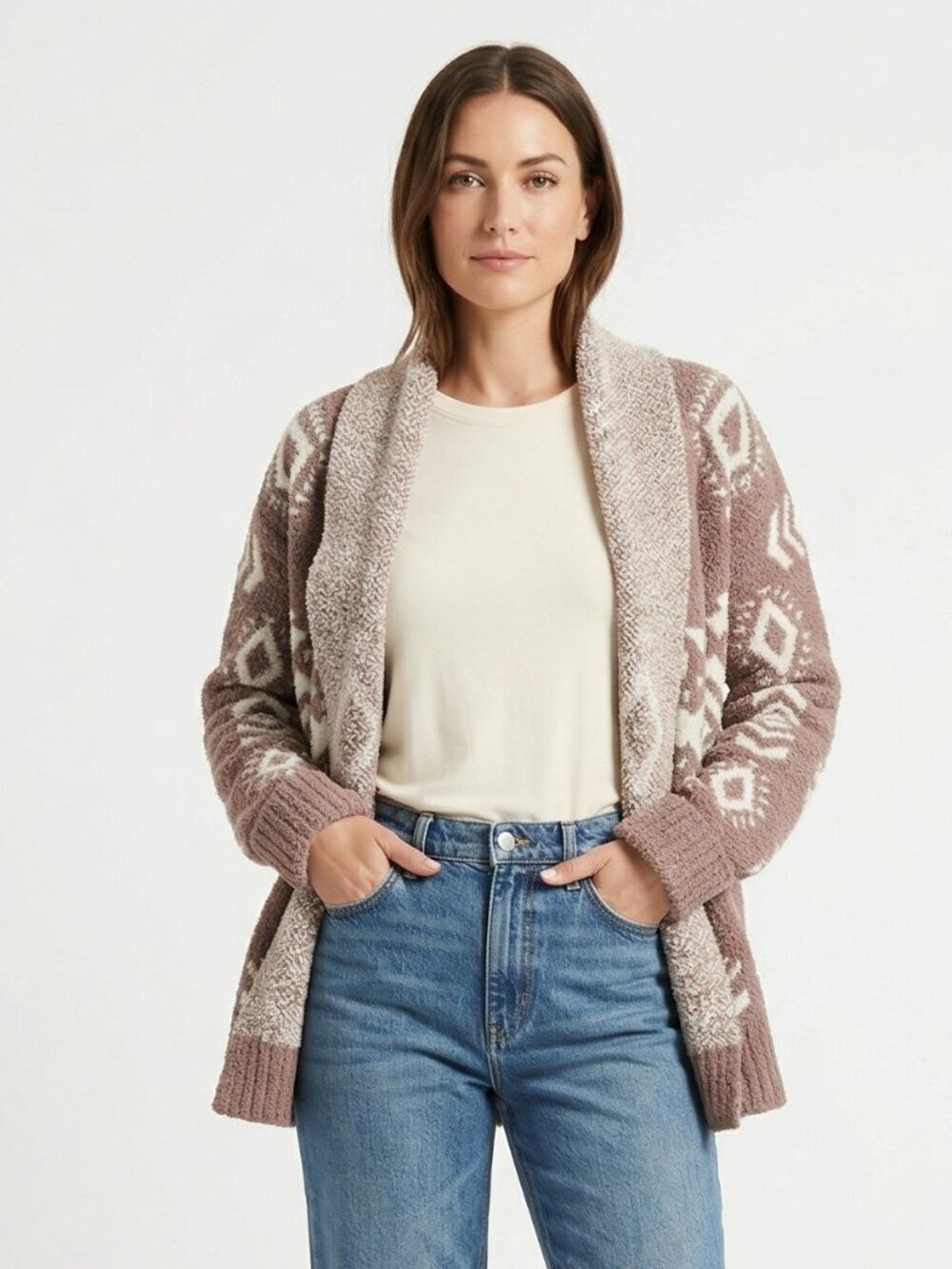 VICI Thick Plush Cozy Open Front Aztec Cardigan Size Medium, Western Boho